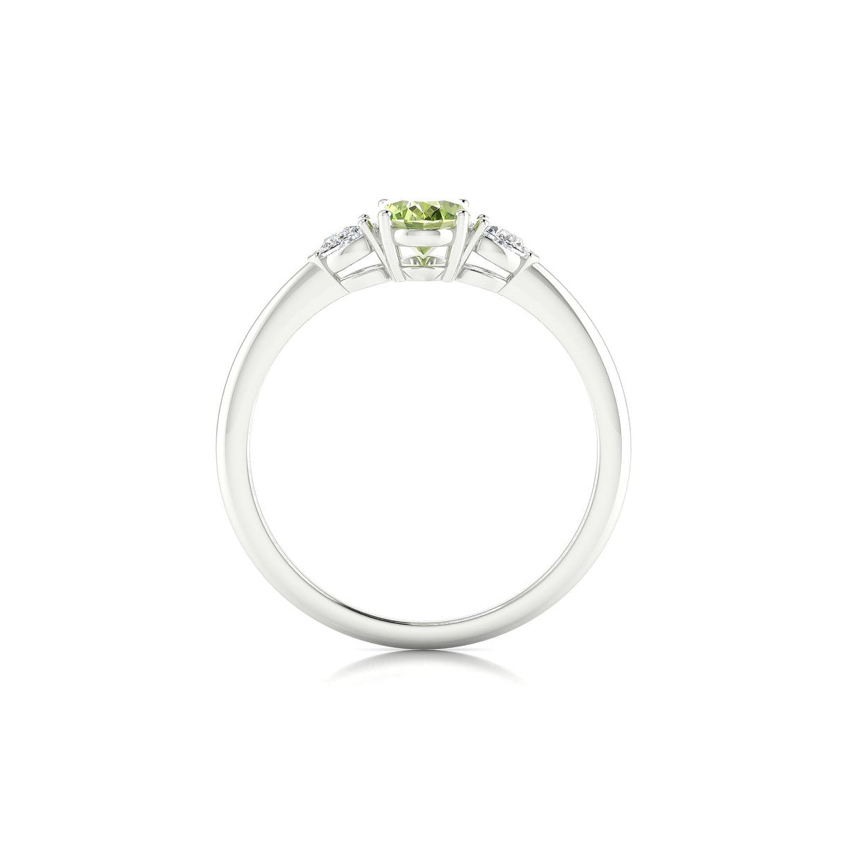 Water | 18k White Gold 7 x 5 mm Oval Peridot Ring