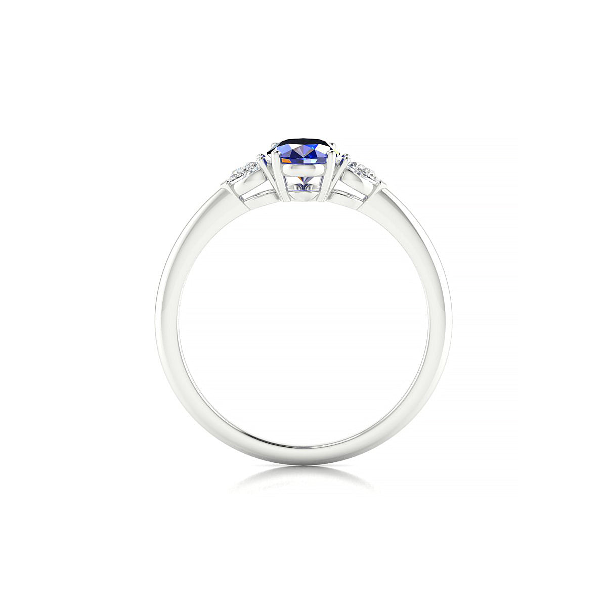 Water | 18k White Gold 7 x 5 mm Oval Sapphire Ring