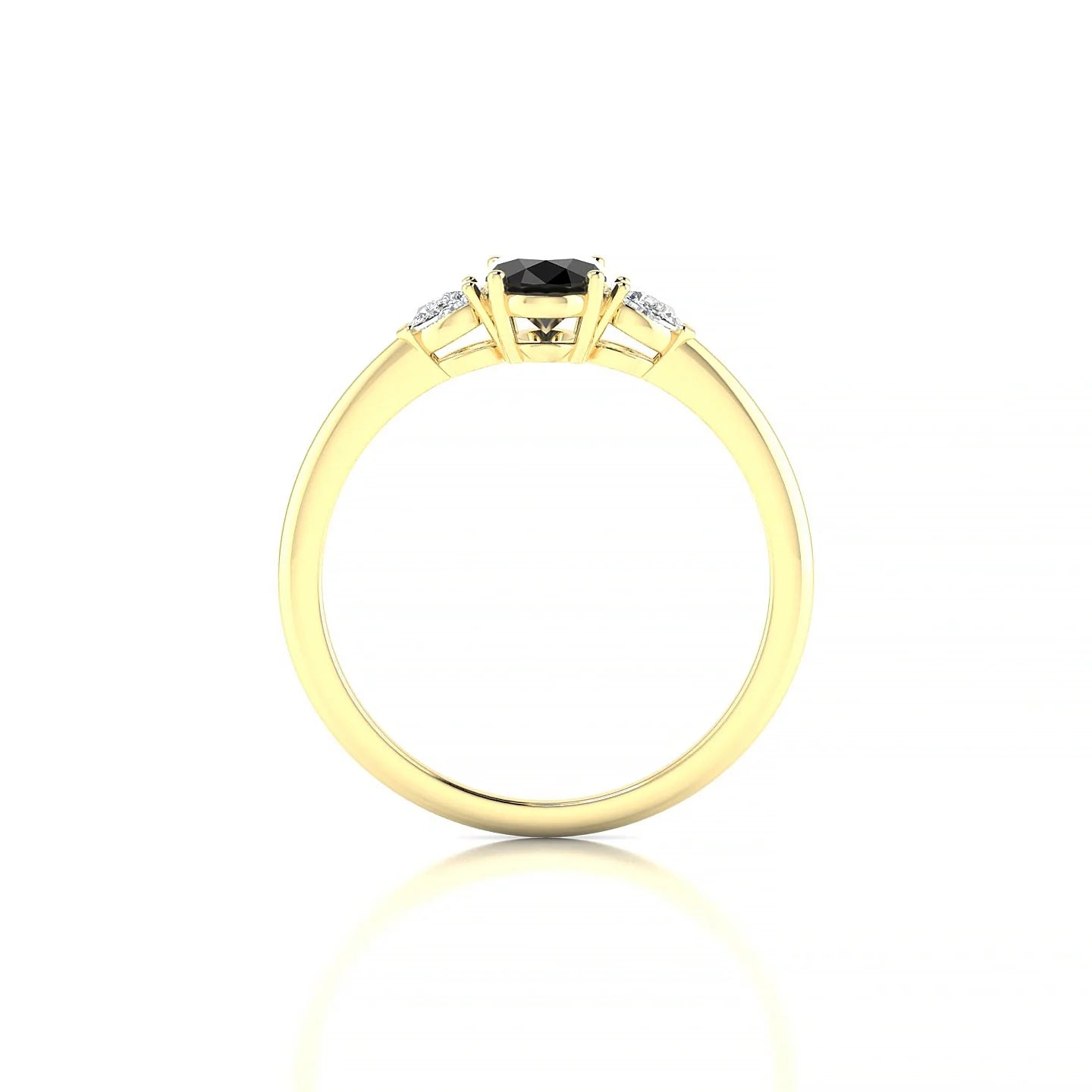 Water | 18k Yellow Gold 7 x 5 mm Oval Black Diamond Ring