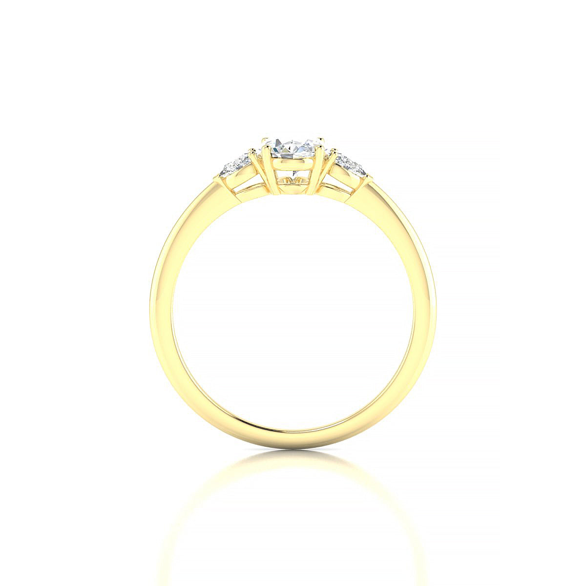 Water | 18k Yellow Gold 7 x 5 mm Oval Diamond Ring
