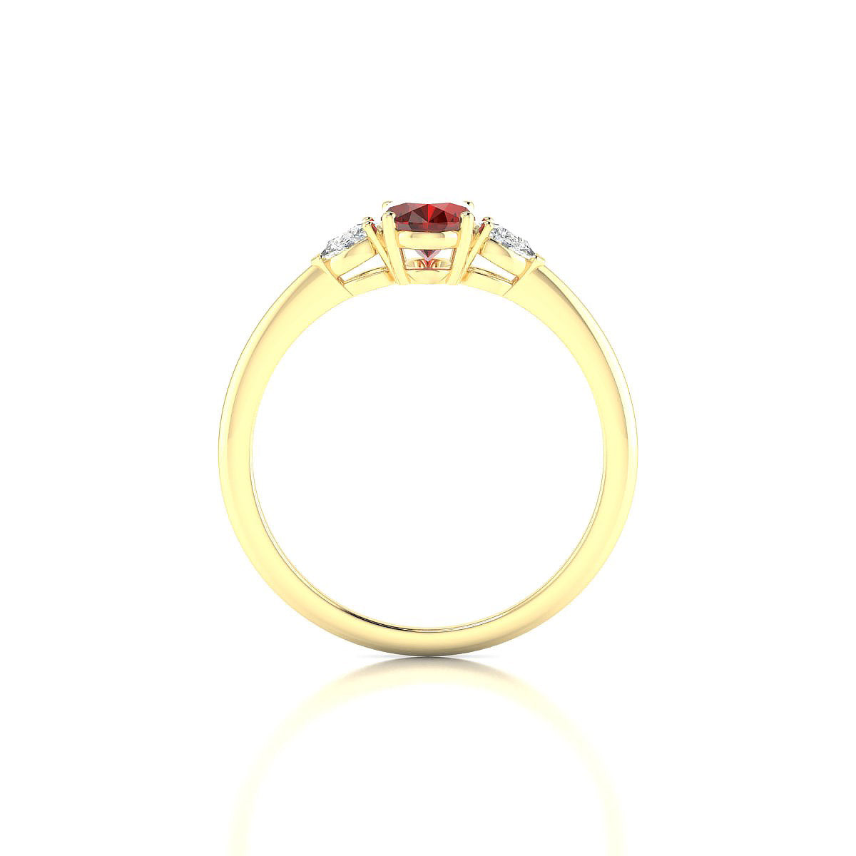 Water | 18k Yellow Gold 7 x 5 mm Oval Garnet Ring