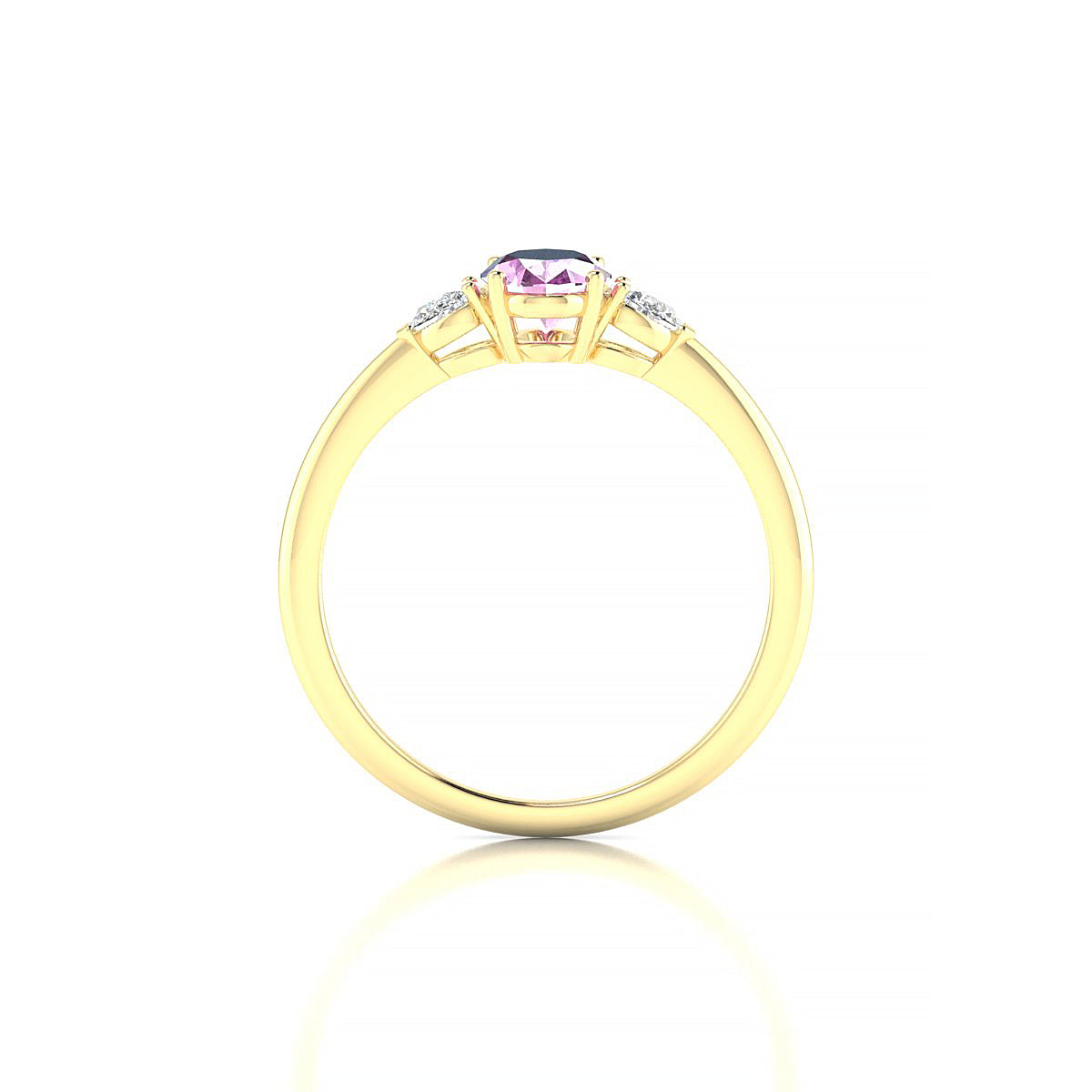 Water | 18k Yellow Gold 7 x 5 mm Oval Pink Sapphire Ring