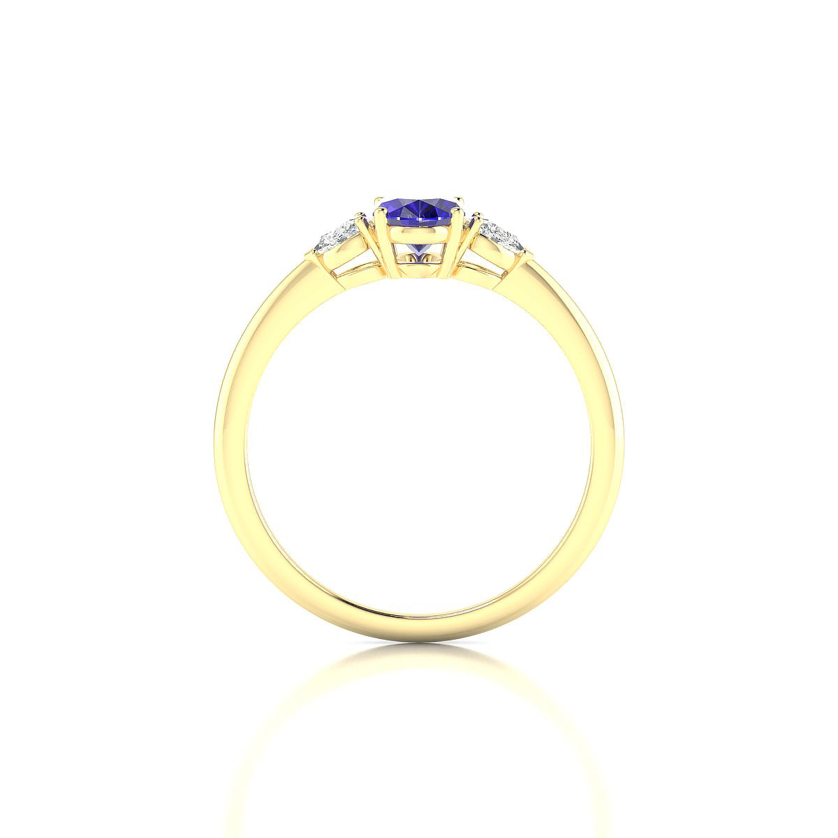 Water | 18k Yellow Gold 7 x 5 mm Oval Tanzanite Ring
