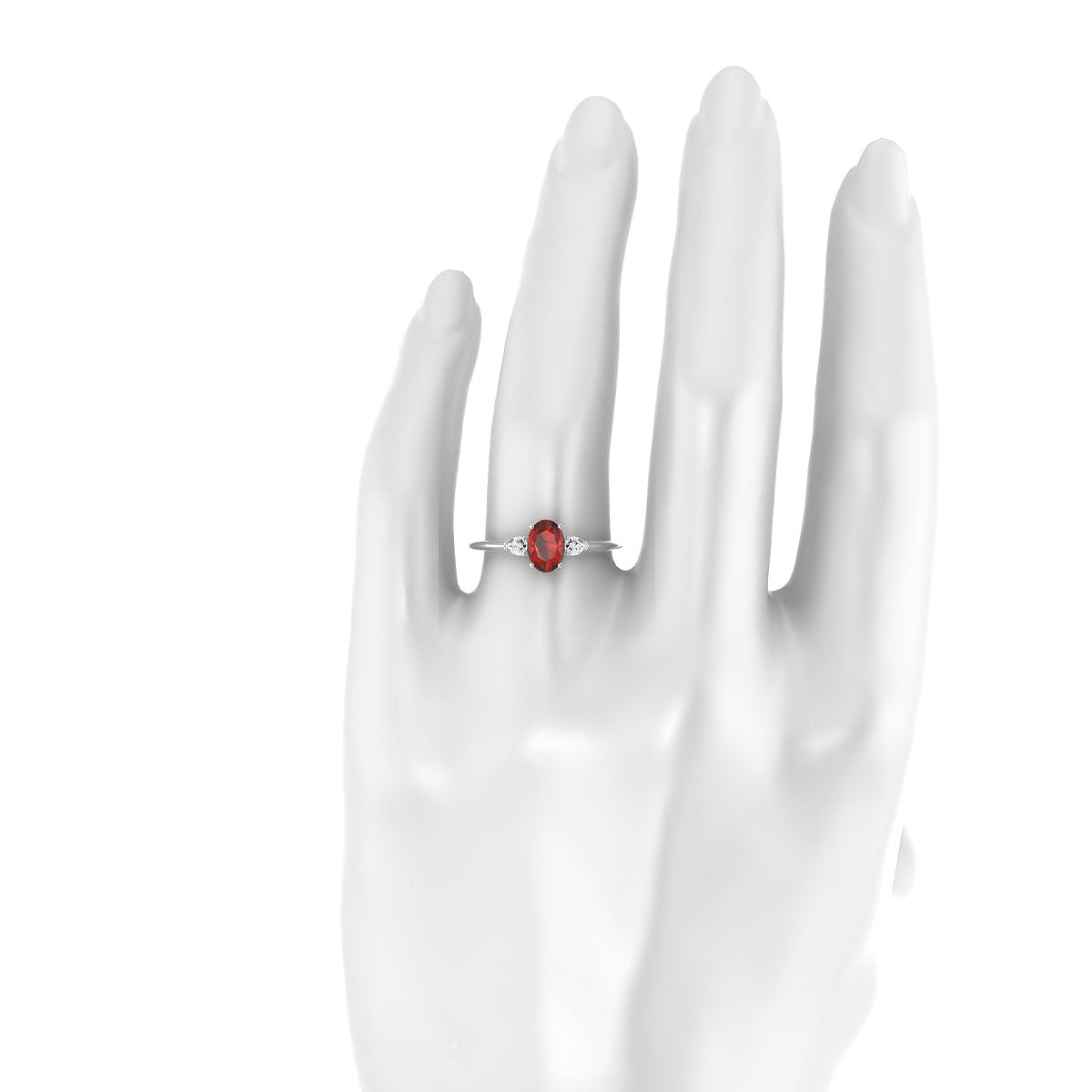 Water | 18k White Gold 7 x 5 mm Oval Garnet Ring