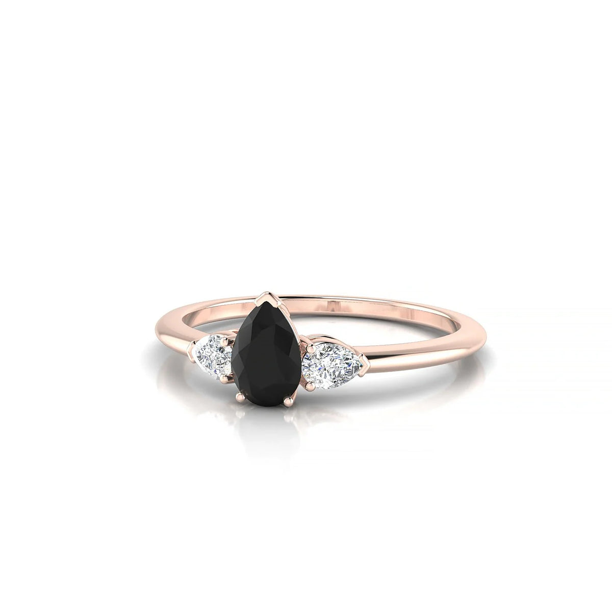 Water | 18k Rose Gold 6 x 4 mm Pear Black Diamond Ring