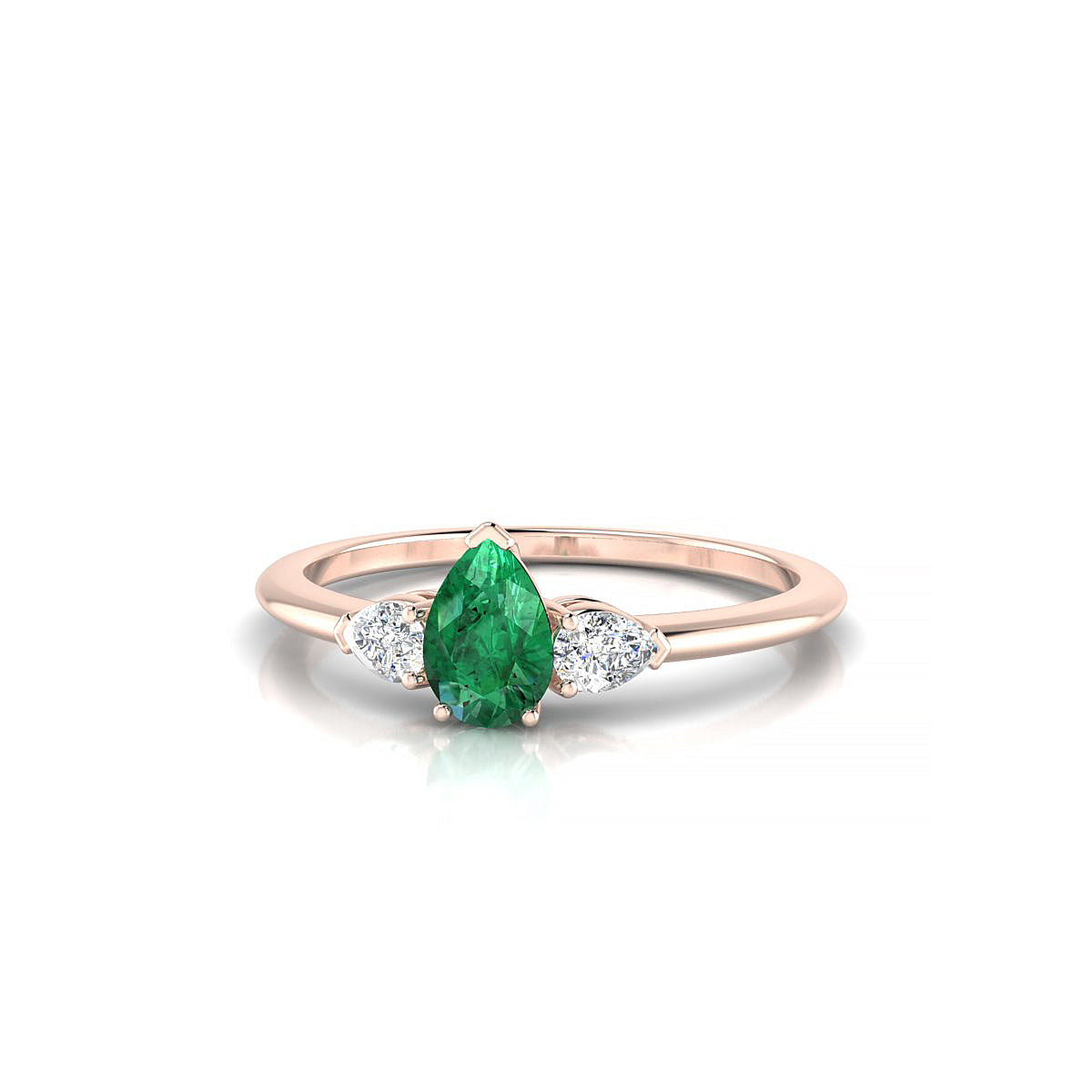 Water | 18k Rose Gold 6 x 4 mm Pear Emerald Ring