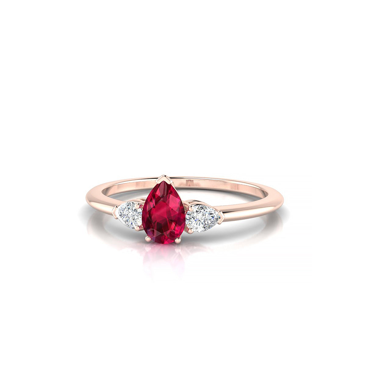 Water | 18k Rose Gold 6 x 4 mm Pear Ruby Ring
