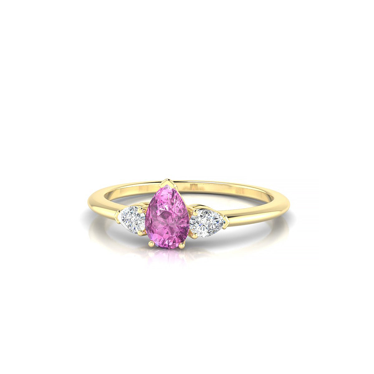 Water | 18k Yellow Gold 6 x 4 mm Pear Pink Sapphire Ring