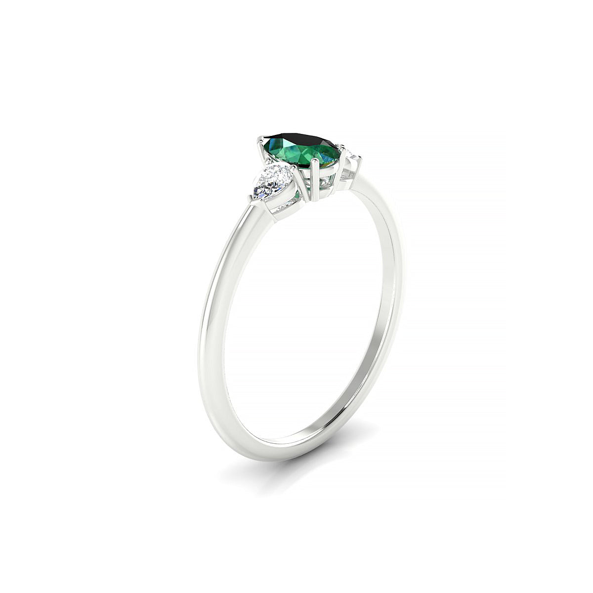 Water | 18k White Gold 6 x 4 mm Pear Emerald Ring