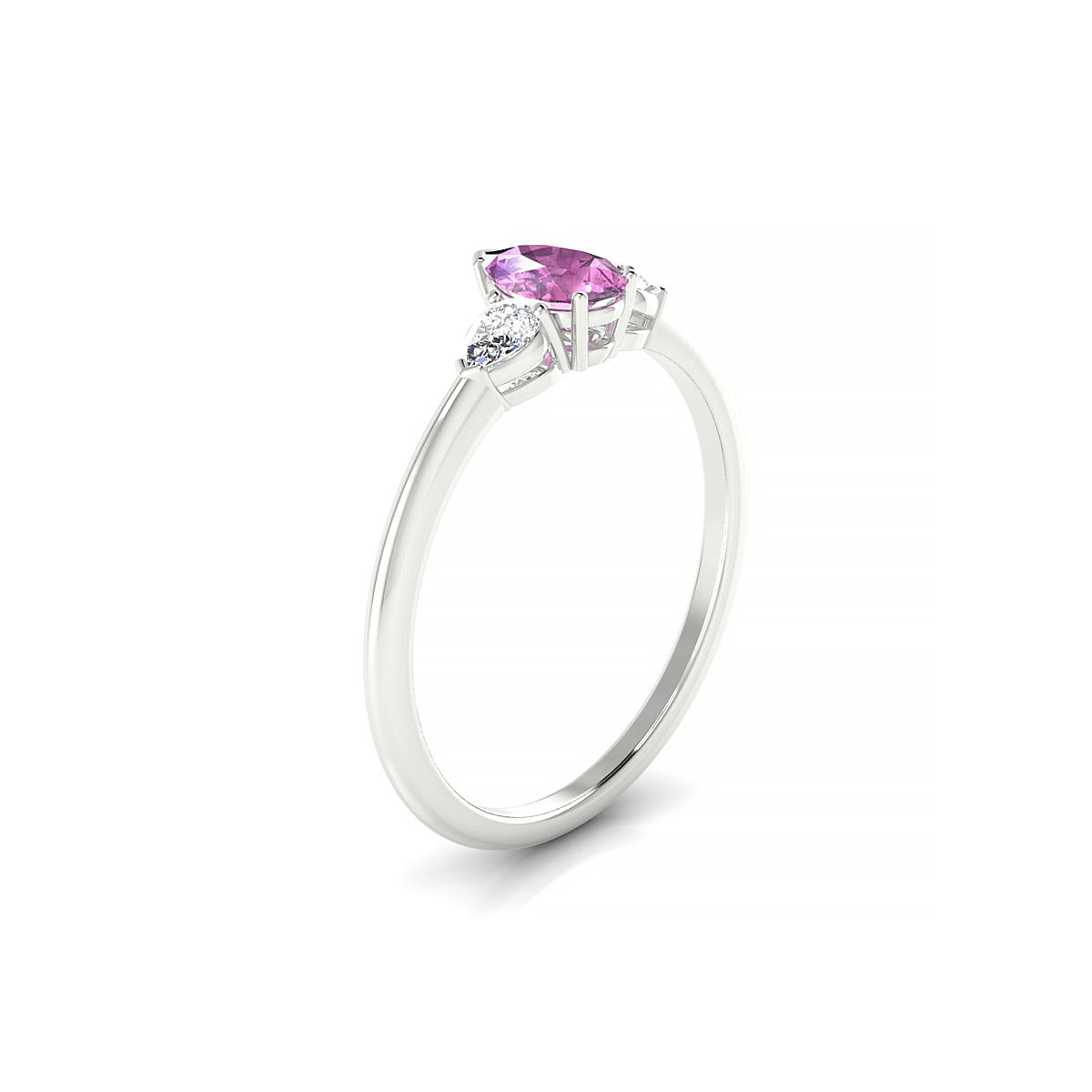 Water | 18k White Gold 6 x 4 mm Pear Pink Sapphire Ring