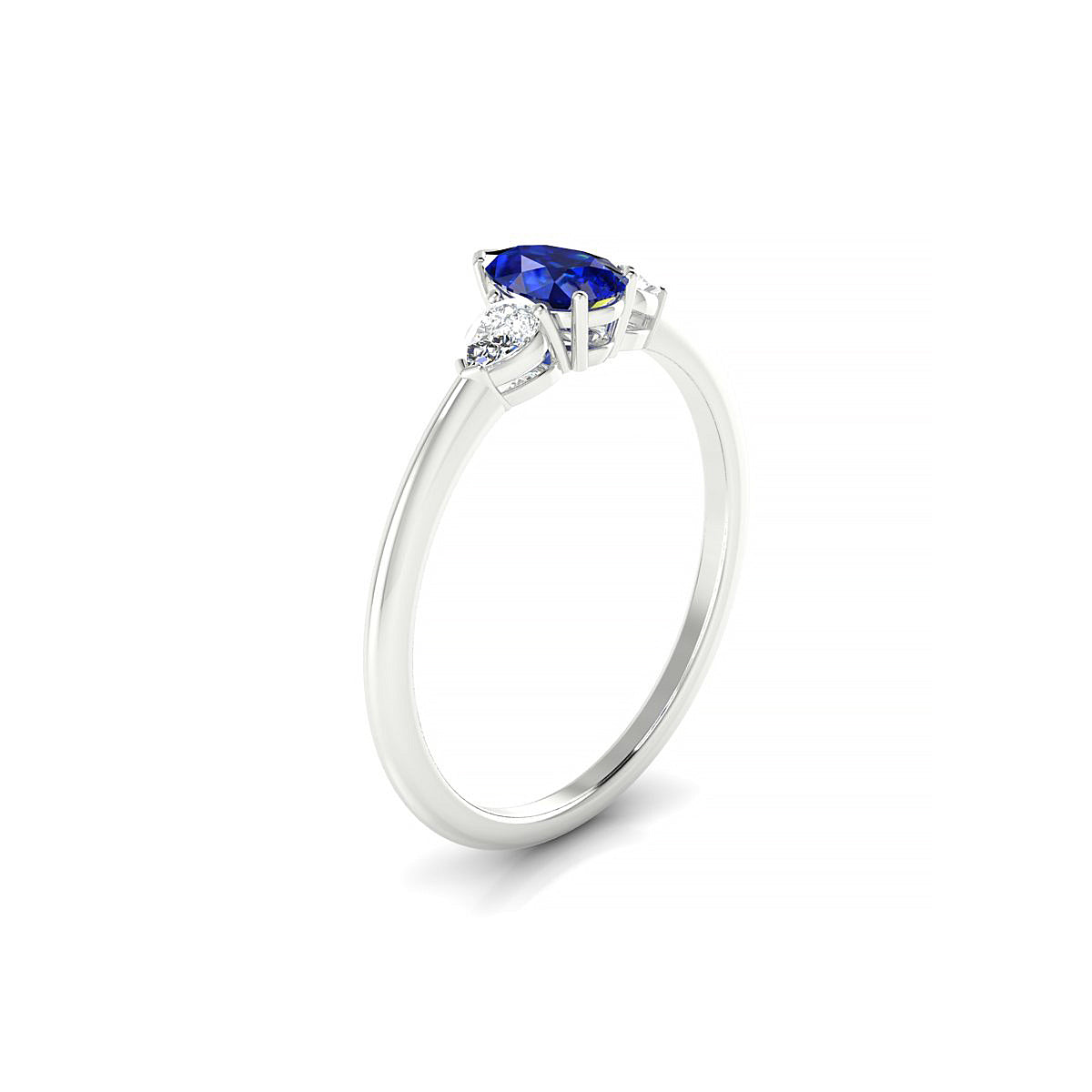 Water | 18k White Gold 6 x 4 mm Pear Sapphire Ring