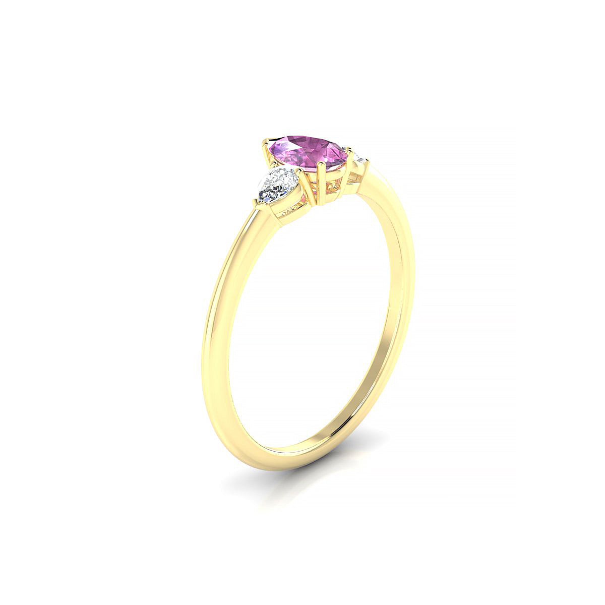 Water | 18k Yellow Gold 6 x 4 mm Pear Pink Sapphire Ring