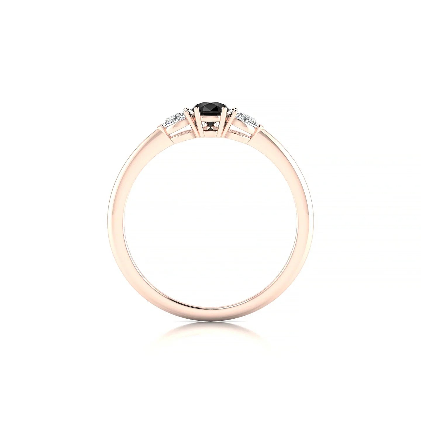 Water | 18k Rose Gold 6 x 4 mm Pear Black Diamond Ring