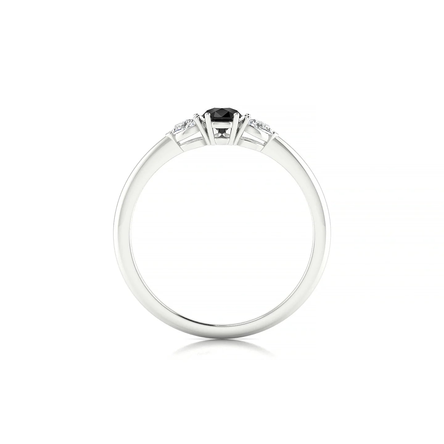 Water | 18k White Gold 6 x 4 mm Pear Black Diamond Ring