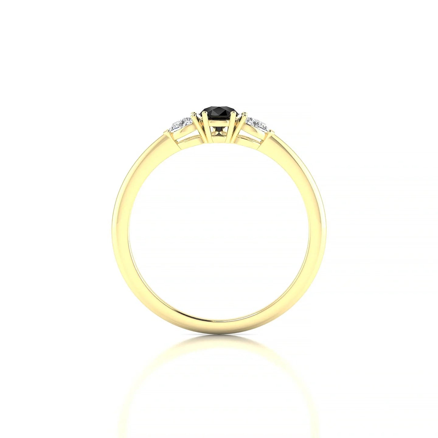 Water | 18k Yellow Gold 6 x 4 mm Pear Black Diamond Ring