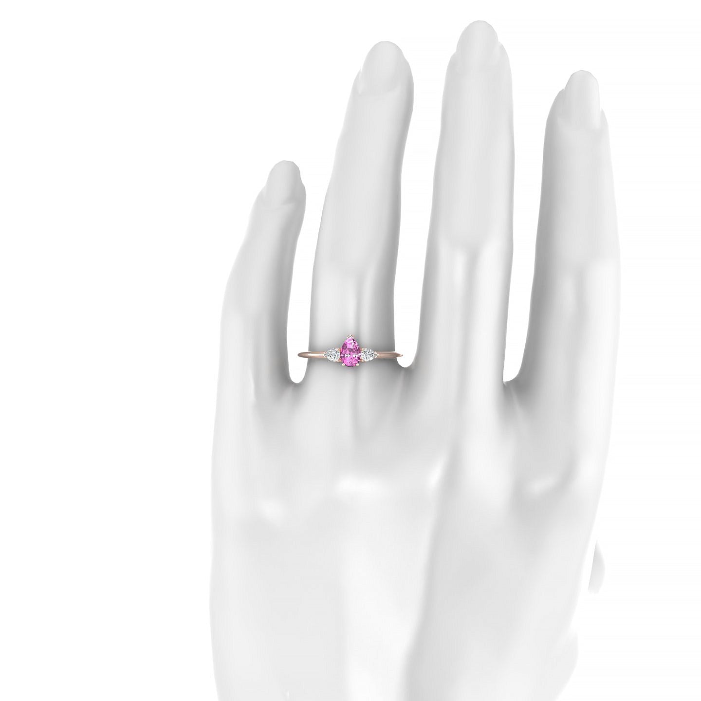 Water | 18k Rose Gold 6 x 4 mm Pear Pink Sapphire Ring