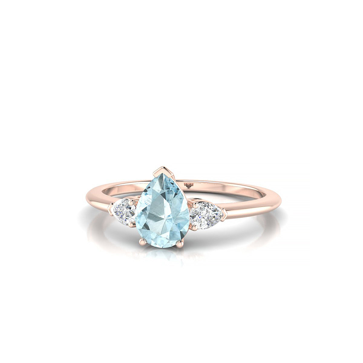 Water | 18k Rose Gold 7 x 5 mm Pear Aquamarine Ring