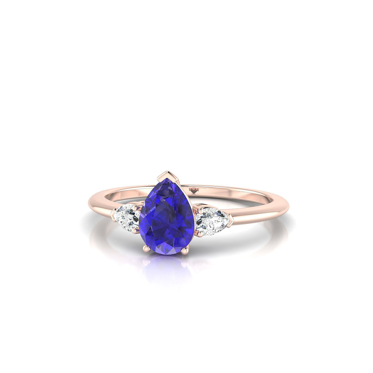 Water | 18k Rose Gold 7 x 5 mm Pear Tanzanite Ring