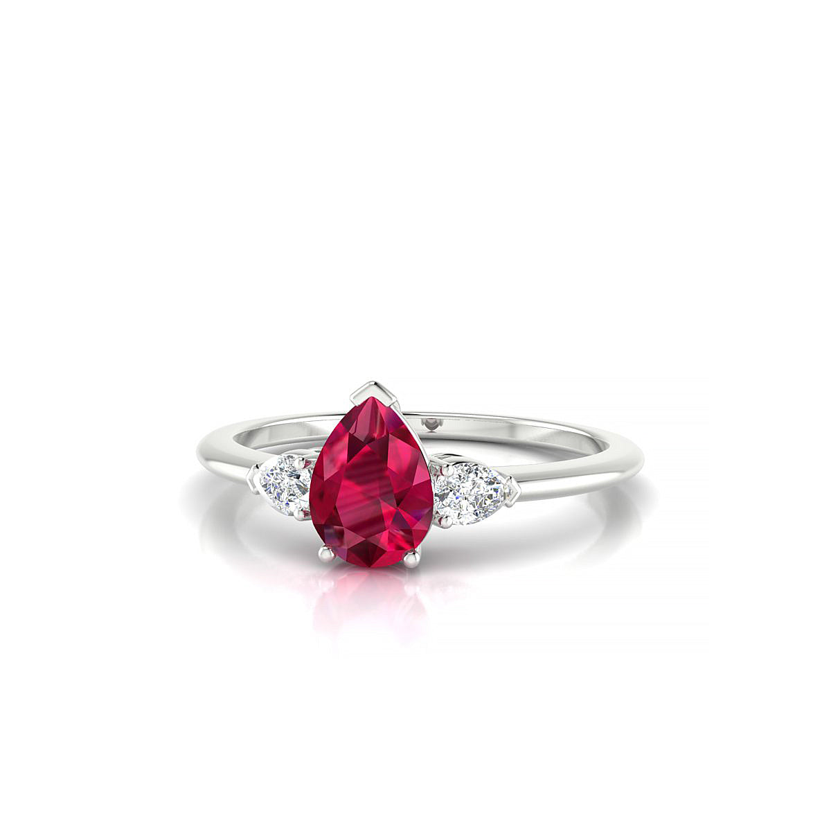 Water | 18k White Gold 7 x 5 mm Pear Ruby Ring