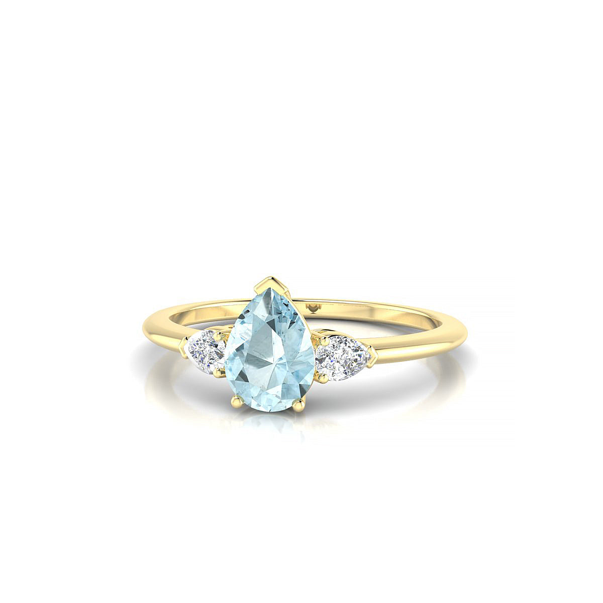 Water | 18k Yellow Gold 7 x 5 mm Pear Aquamarine Ring