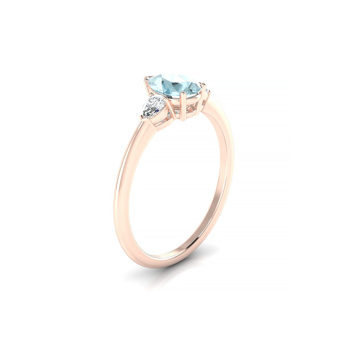 Water | 18k Rose Gold 7 x 5 mm Pear Aquamarine Ring