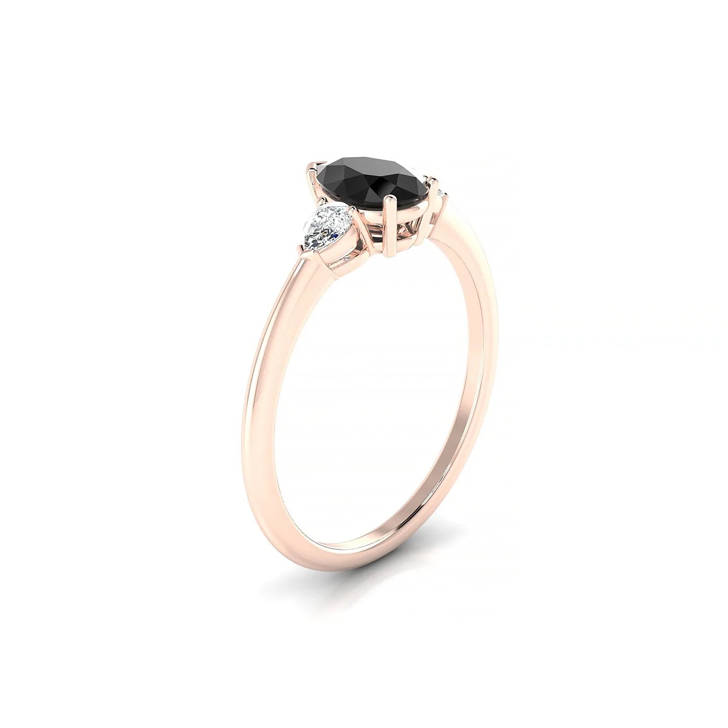 Water | 18k Rose Gold 7 x 5 mm Pear Black Diamond Ring