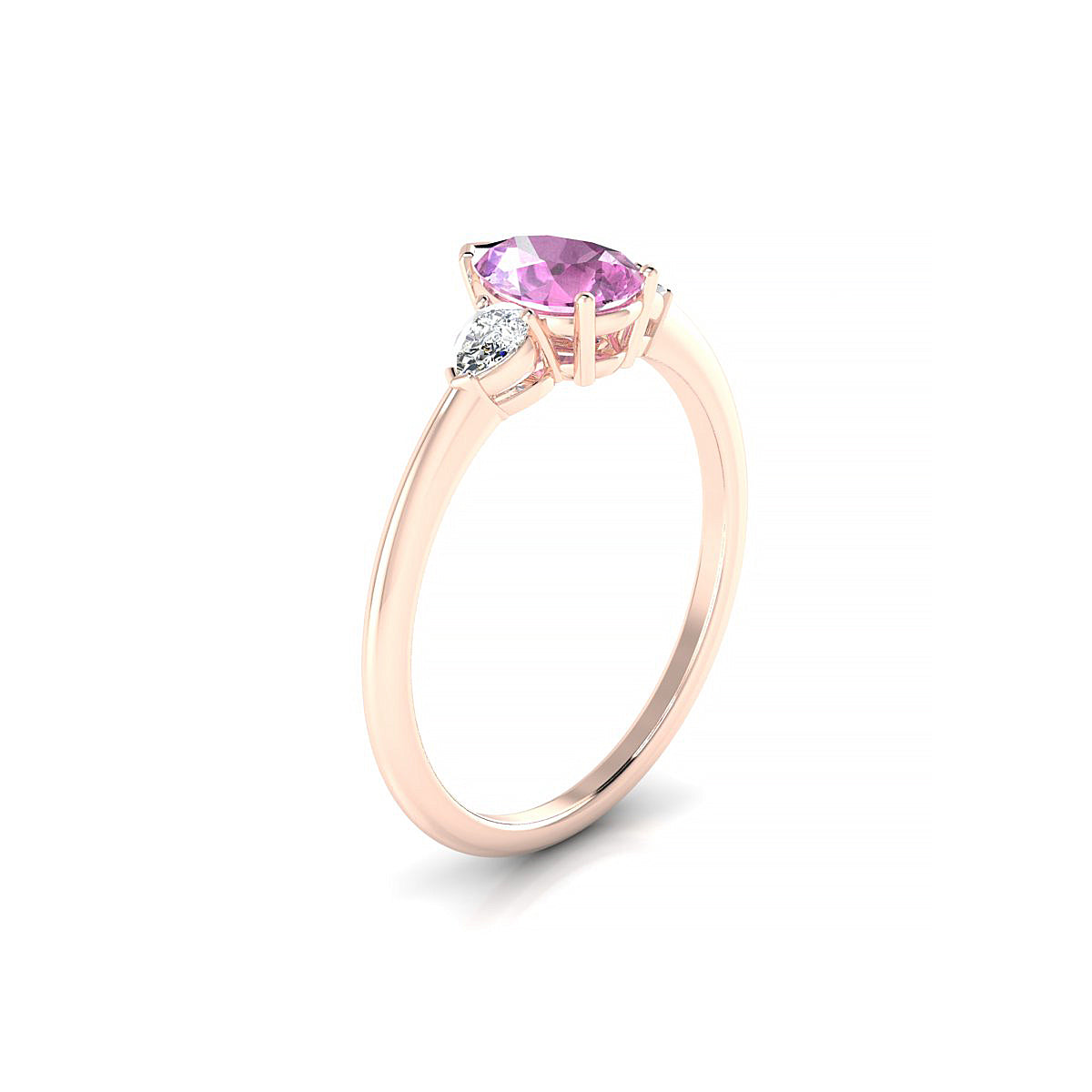 Water | 18k Rose Gold 7 x 5 mm Pear Pink Sapphire Ring