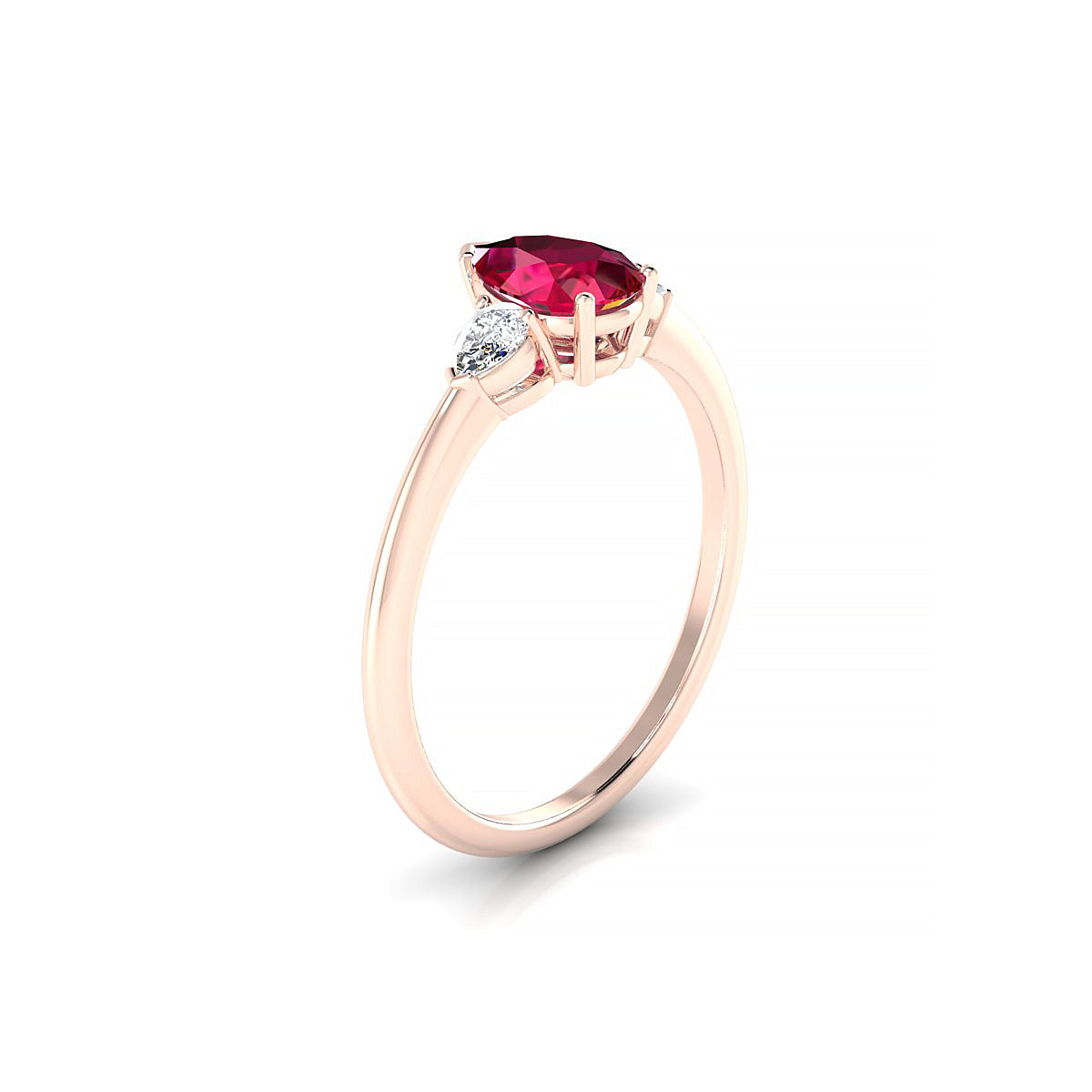 Water | 18k Rose Gold 7 x 5 mm Pear Ruby Ring