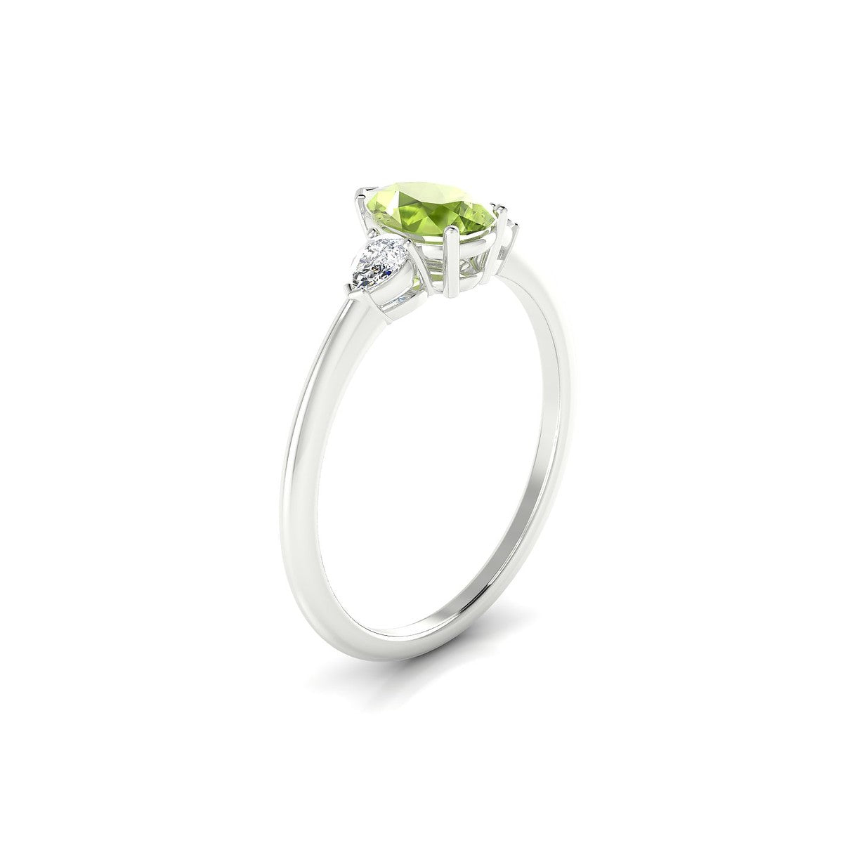 Water | 18k White Gold 7 x 5 mm Pear Peridot Ring