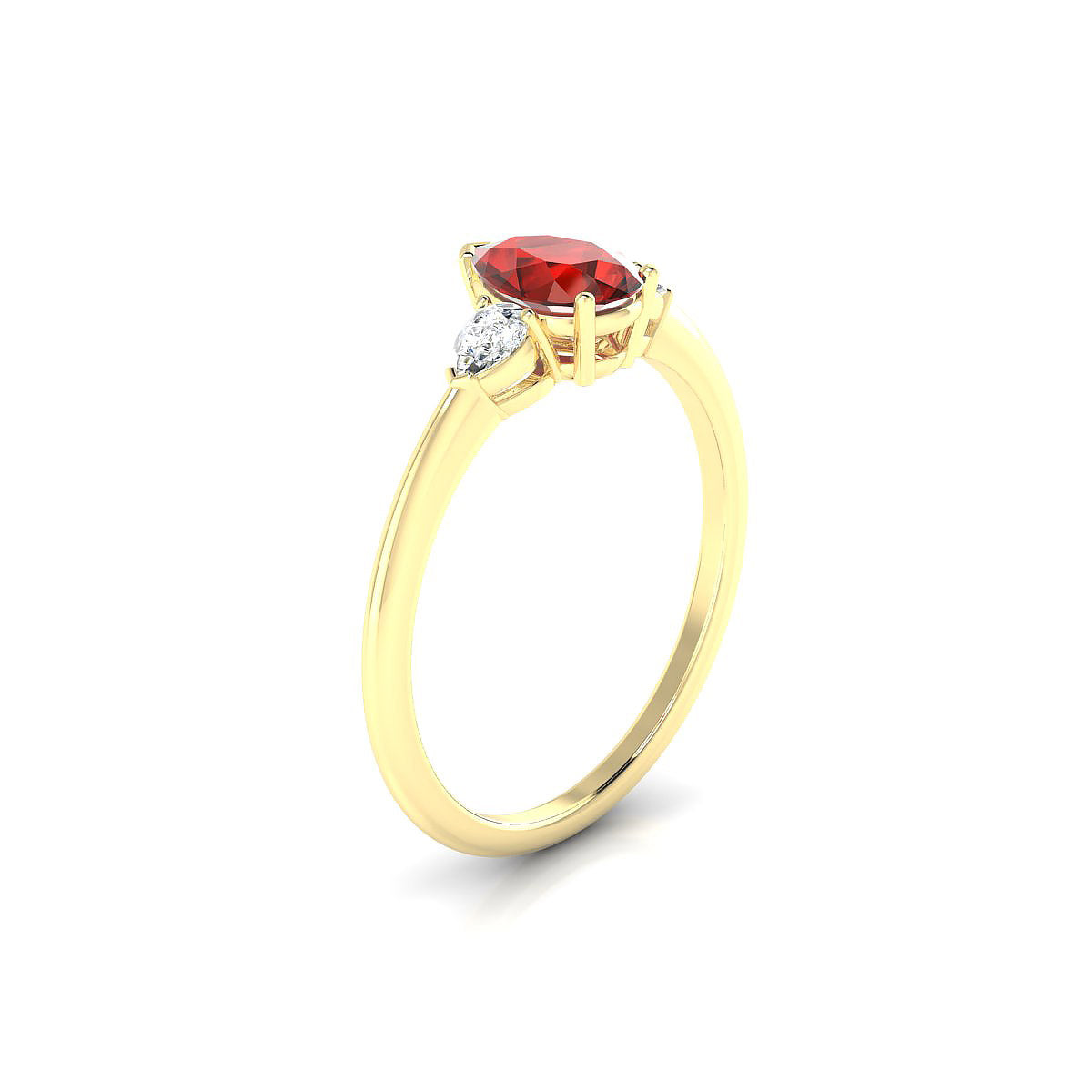 Water | 18k Yellow Gold 7 x 5 mm Pear Garnet Ring