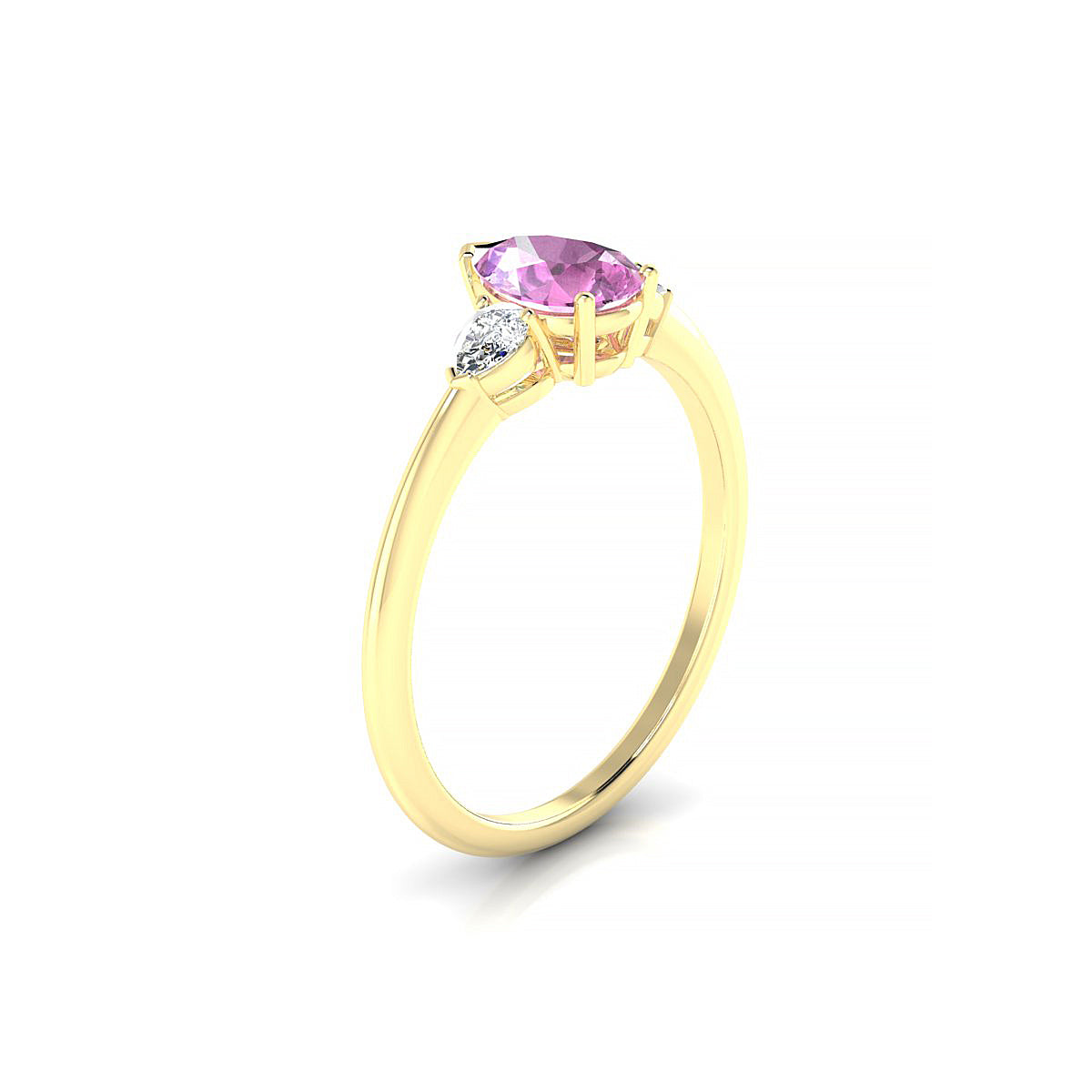 Water | 18k Yellow Gold 7 x 5 mm Pear Pink Sapphire Ring
