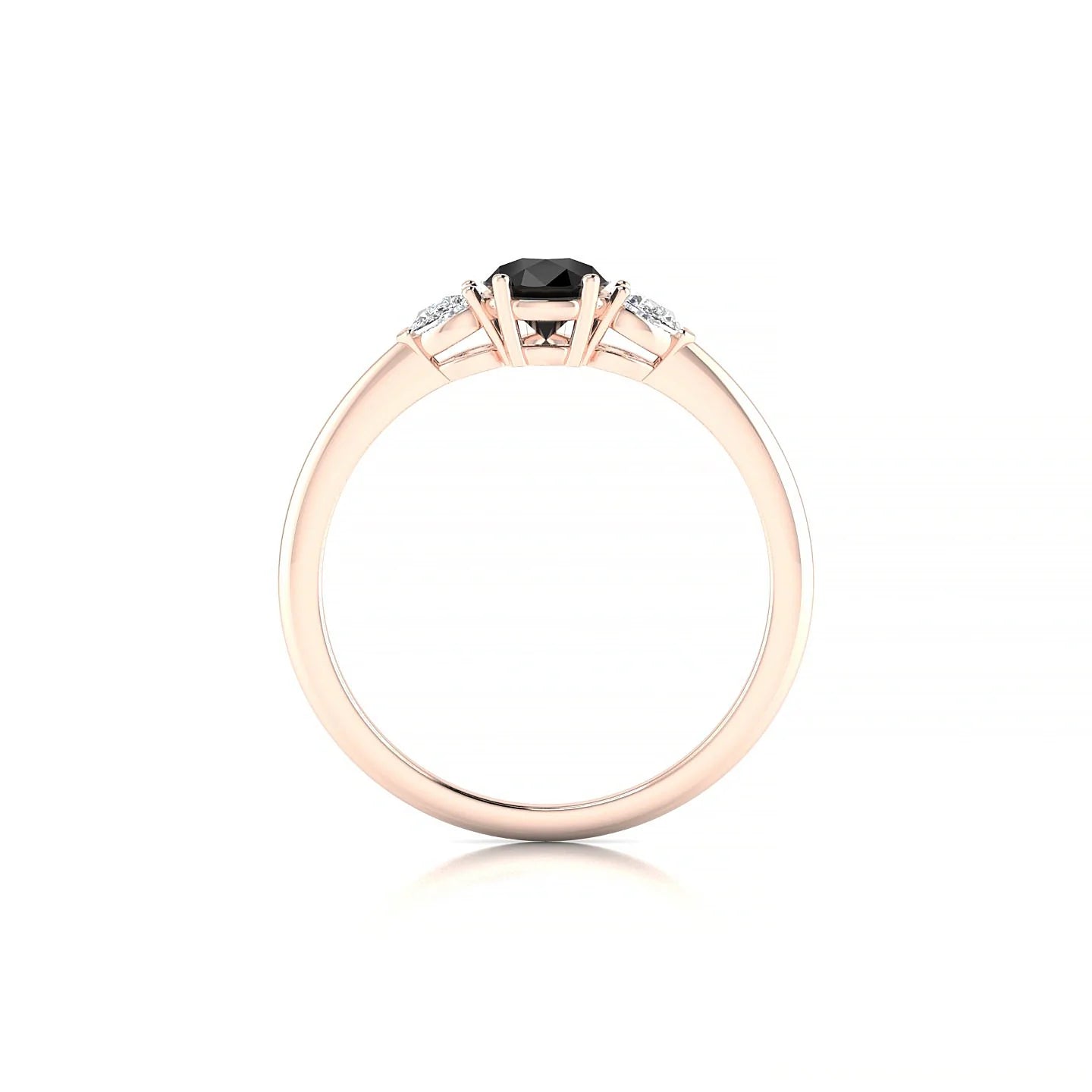 Water | 18k Rose Gold 7 x 5 mm Pear Black Diamond Ring