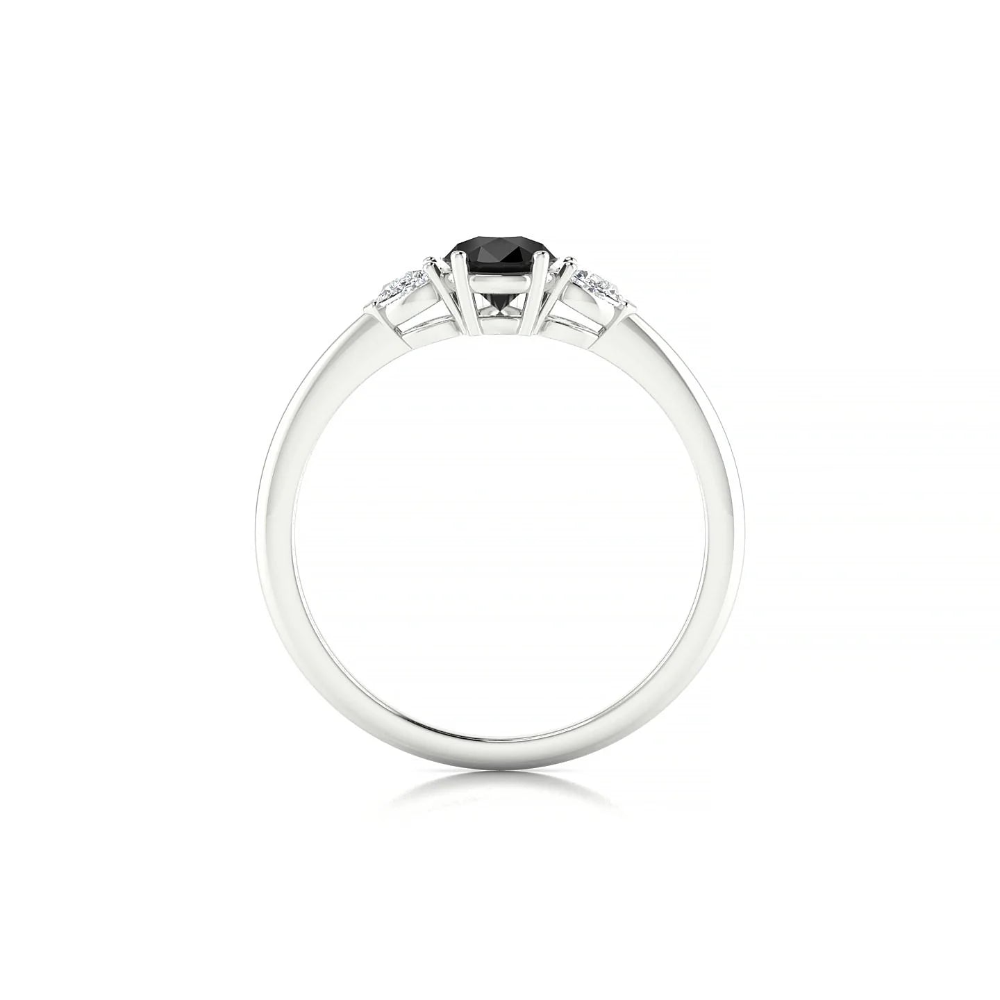Water | 18k White Gold 7 x 5 mm Pear Black Diamond Ring