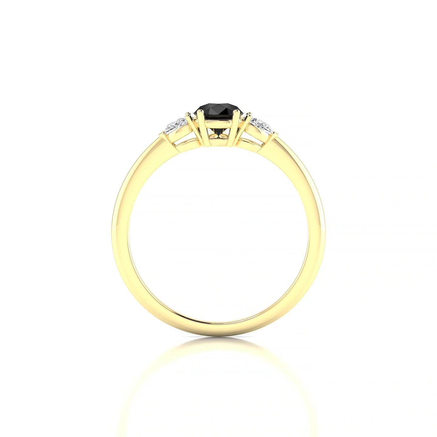 Water | 18k Yellow Gold 7 x 5 mm Pear Black Diamond Ring