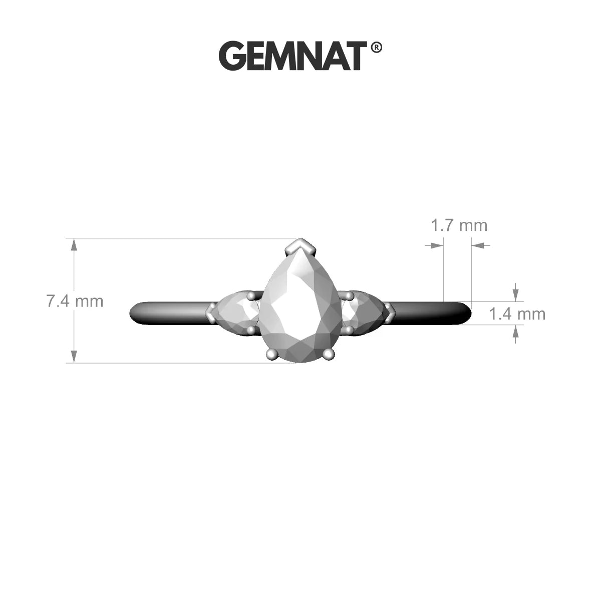 Water | 18k Rose Gold 7 x 5 mm Pear Sapphire Ring