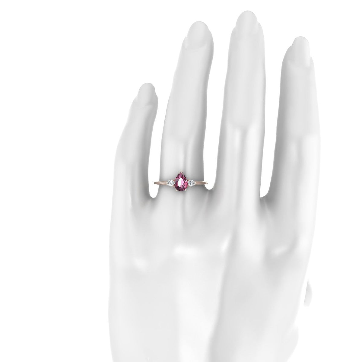 Water | 18k Rose Gold 7 x 5 mm Pear Rhodolite Ring