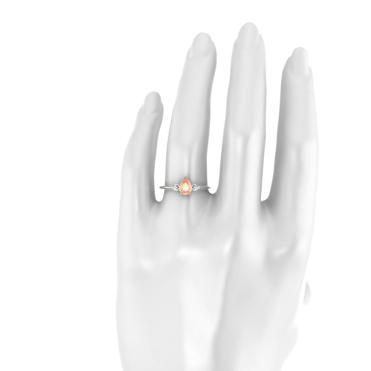 Water | 18k White Gold 7 x 5 mm Pear Morganite Ring