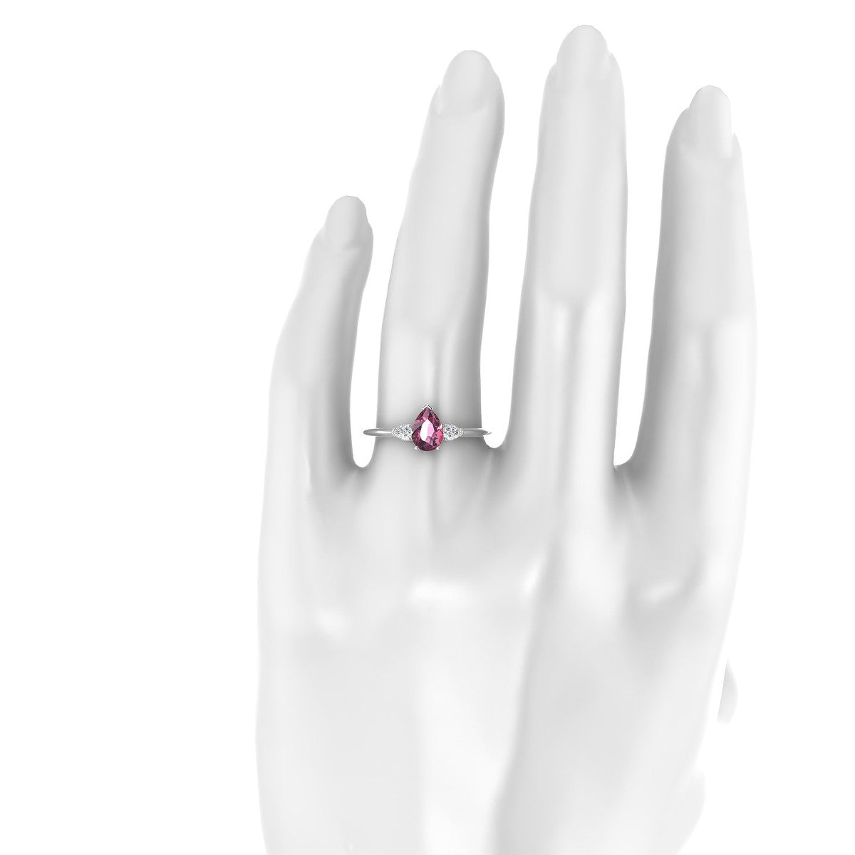 Water | 18k White Gold 7 x 5 mm Pear Rhodolite Ring