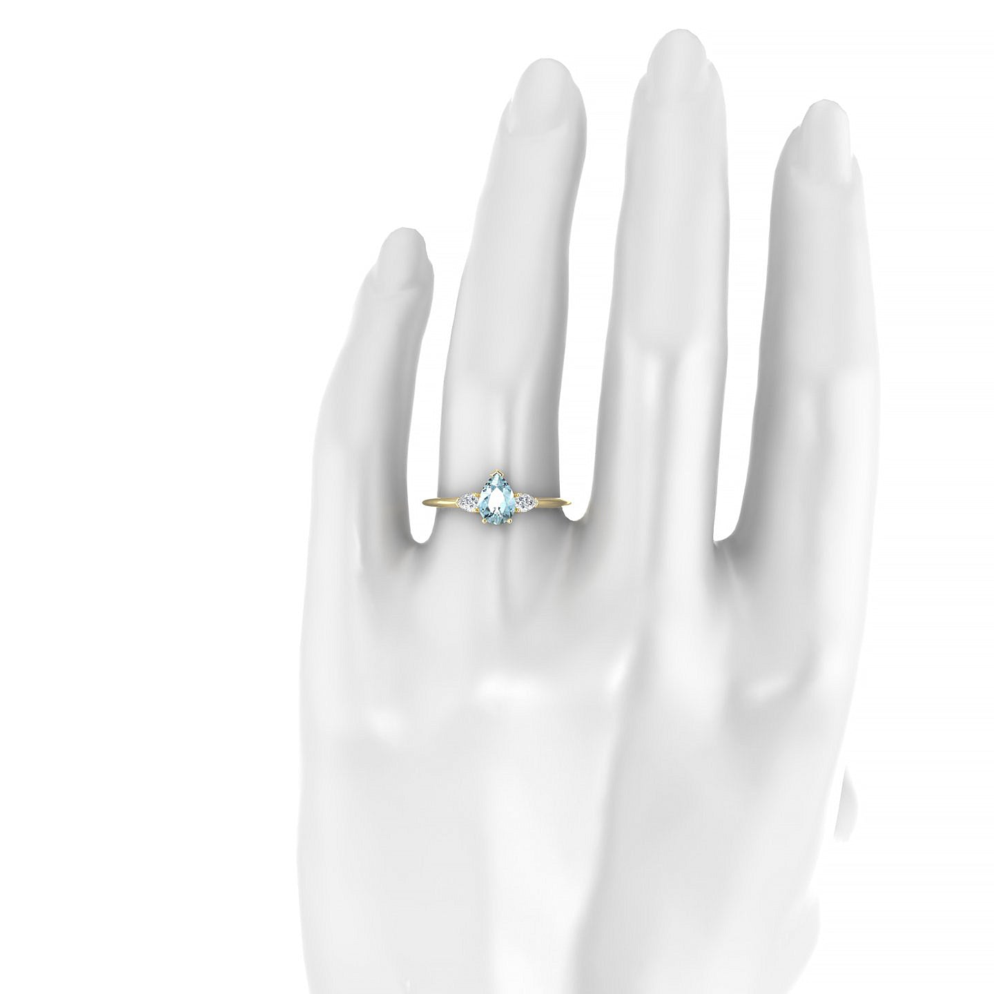Water | 18k Yellow Gold 7 x 5 mm Pear Aquamarine Ring