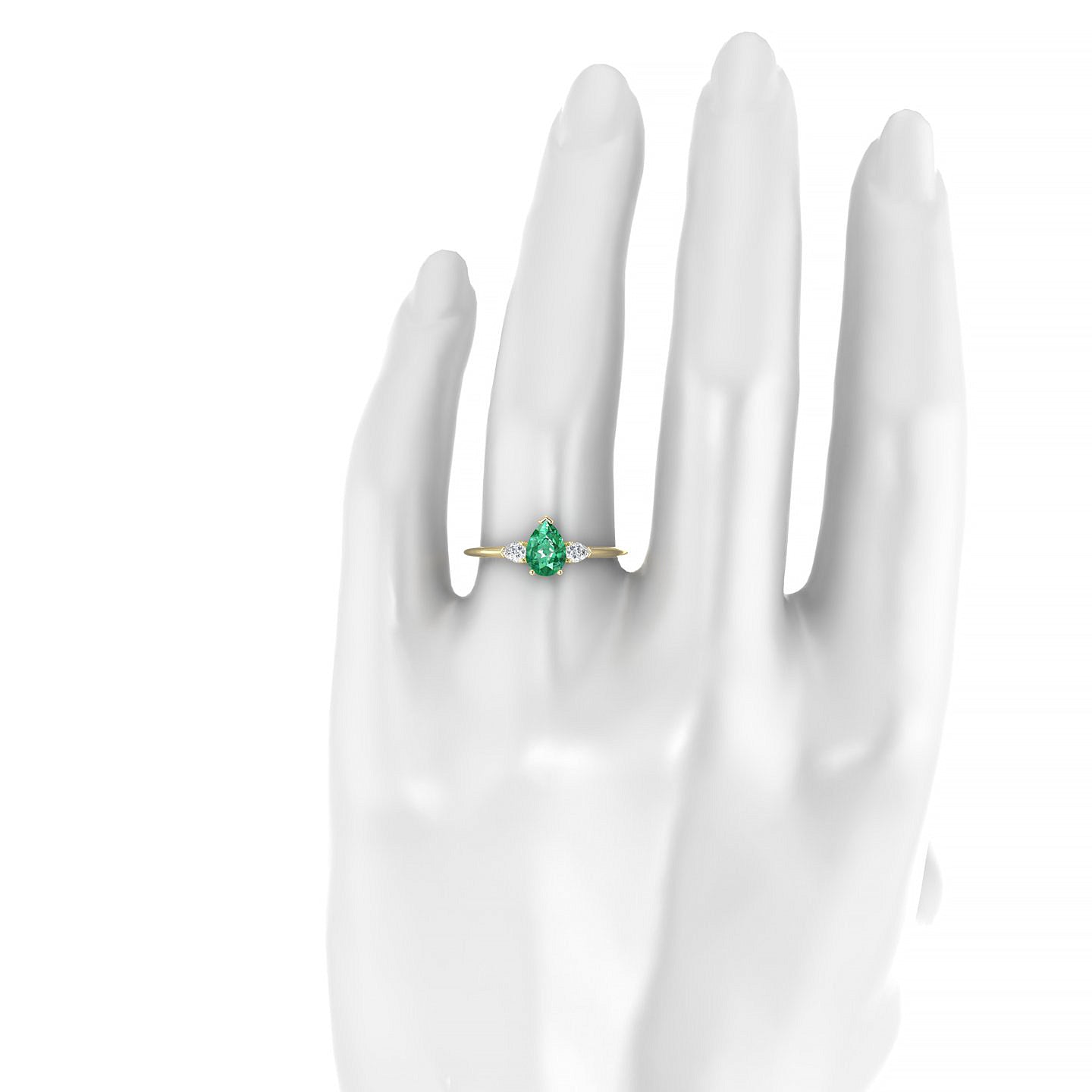 Water | 18k Yellow Gold 7 x 5 mm Pear Emerald Ring