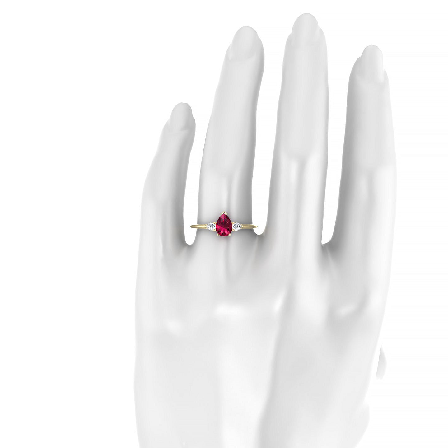 Water | 18k Yellow Gold 7 x 5 mm Pear Ruby Ring