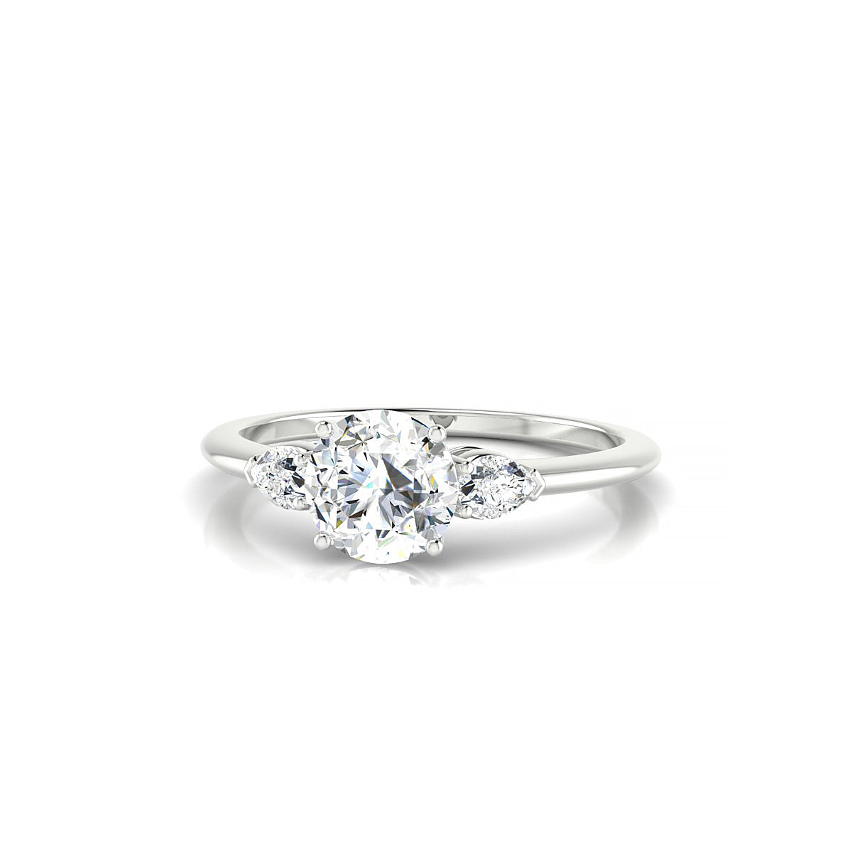 Water | 18k White Gold 5.7 mm Round Diamond Ring