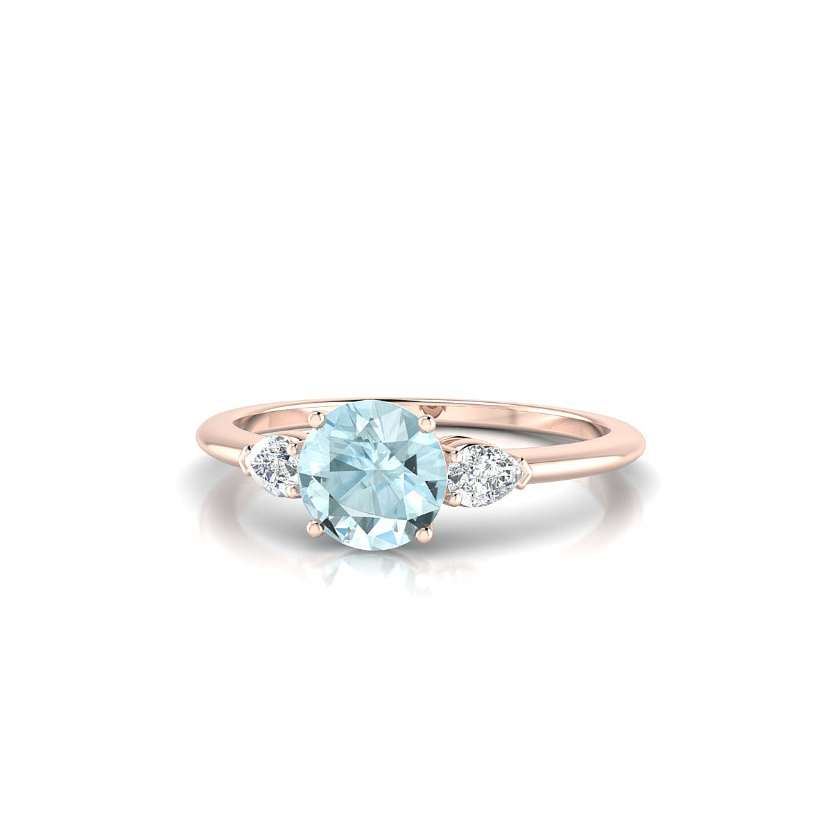 Water | 18k Rose Gold 6 mm Round Aquamarine Ring
