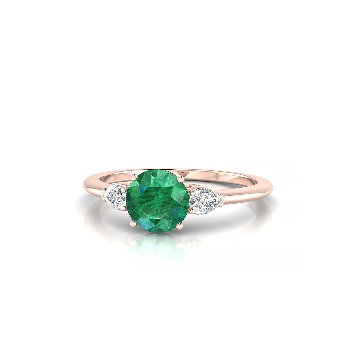 Water | 18k Rose Gold 6 mm Round Emerald Ring