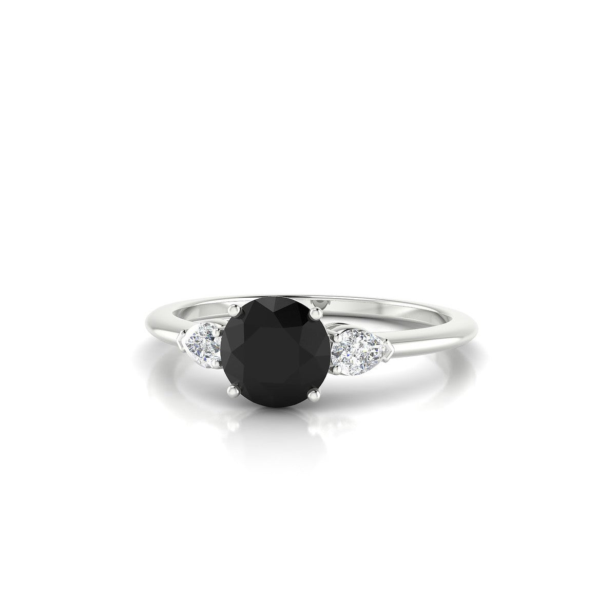 Water | 18k White Gold 6 mm Round Black Diamond Ring