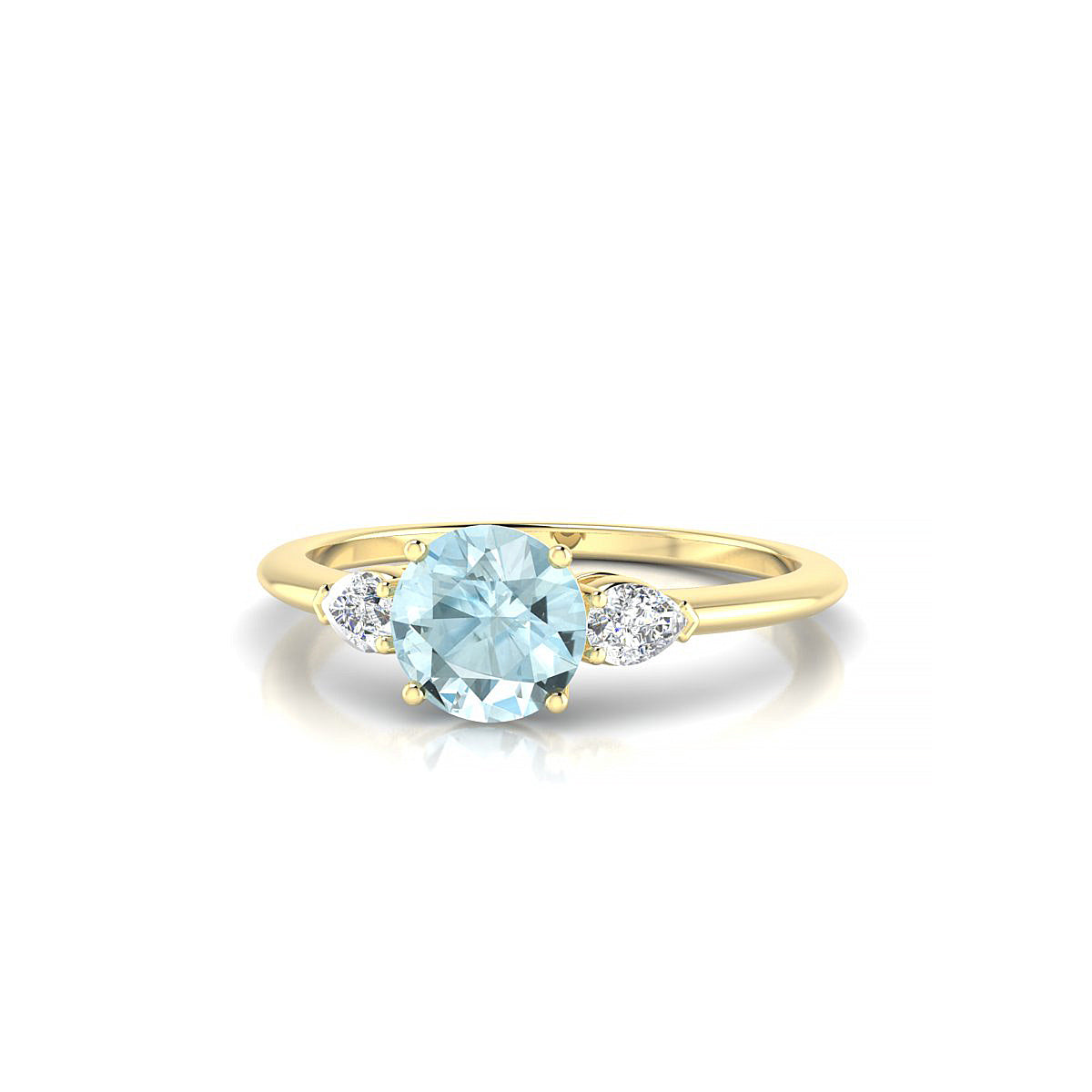 Water | 18k Yellow Gold 6 mm Round Aquamarine Ring