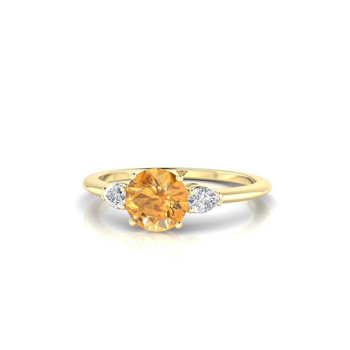 Water | 18k Yellow Gold 6 mm Round Citrine Ring
