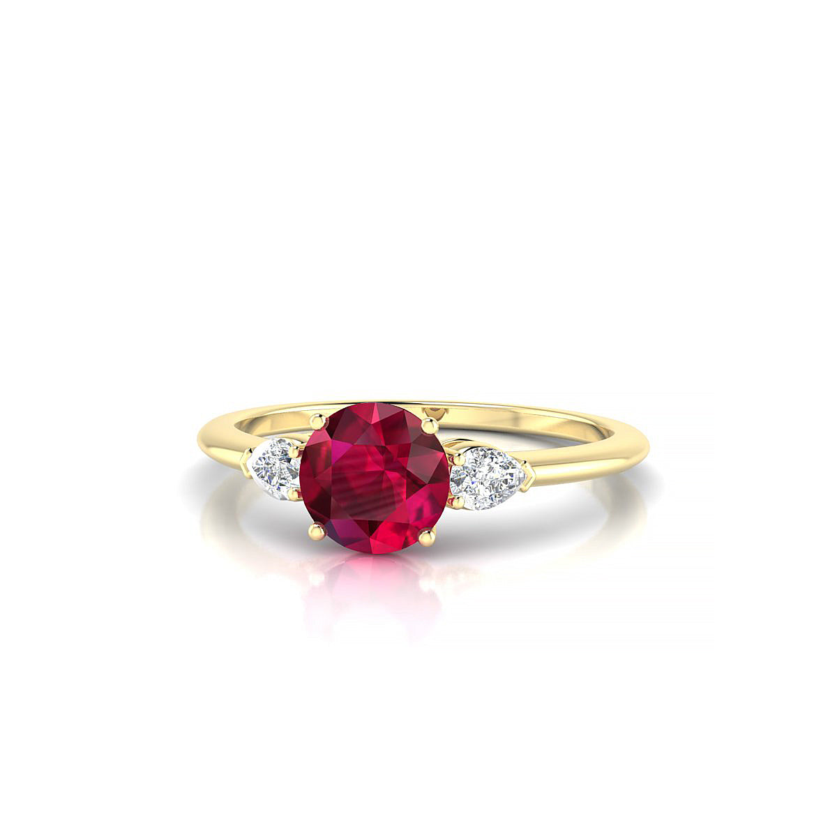 Water | 18k Yellow Gold 6 mm Round Ruby Ring