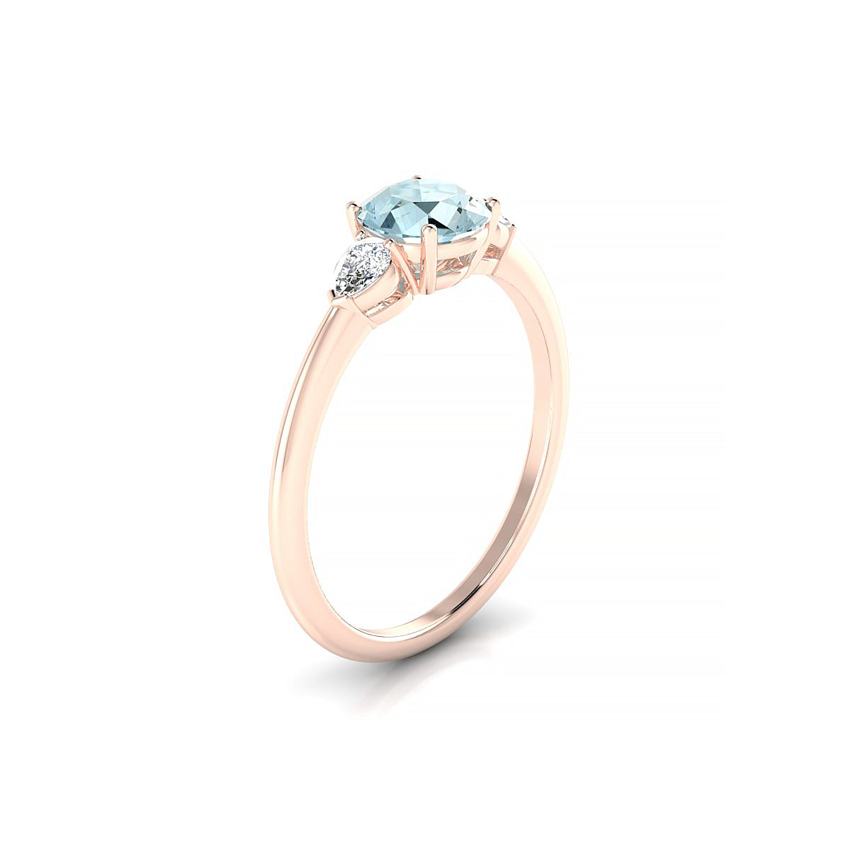 Water | 18k Rose Gold 6 mm Round Aquamarine Ring