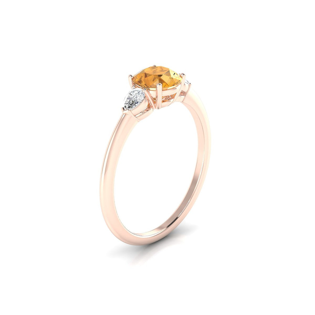 Water | 18k Rose Gold 6 mm Round Citrine Ring